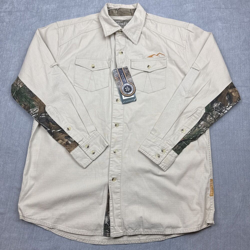 Earthletics Realtree Xtra Button Up Mens Lg Camouflage Light Khaki Long Sleeve